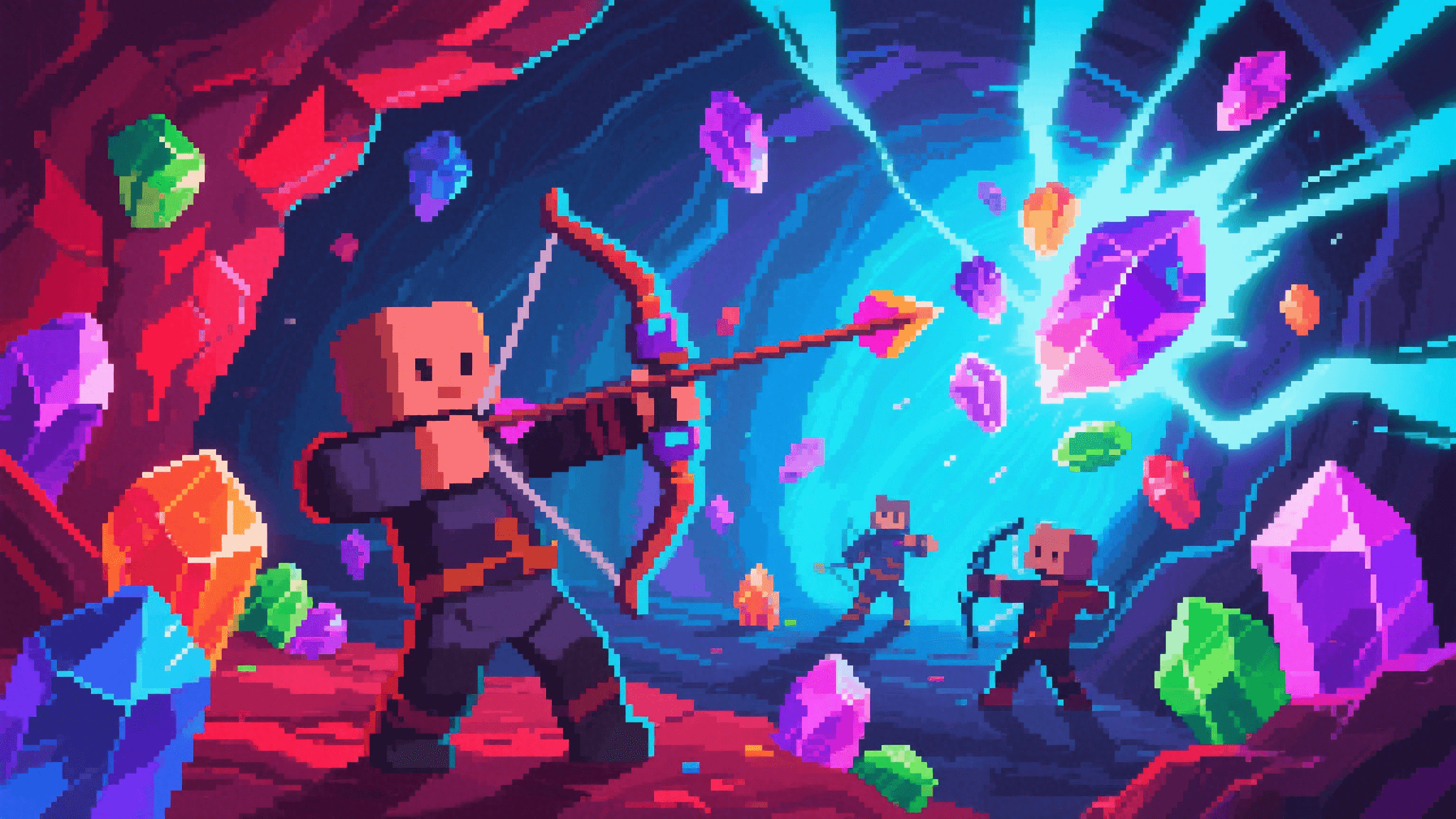 Bow and Arrow Legend archers in crystal cave